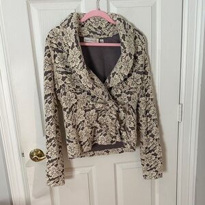 Lace Overlay Shawl Collar Jacket - Charlie & robin anthropologie size medium